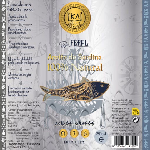 Aceite de Sardina 100% natural - 250ml