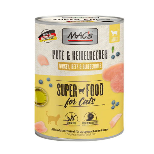 MAC’s Gatos Comida Húmeda Pavo, Vacuno y Arándanos Azules 800gr